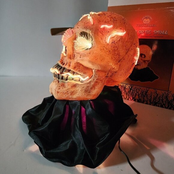 RARE VINTAGE KURT ADLER FIBER OPTIC SKULL CHANGES COLORS HALLOWEEN SKELETON HEAD - Picture 11 of 16